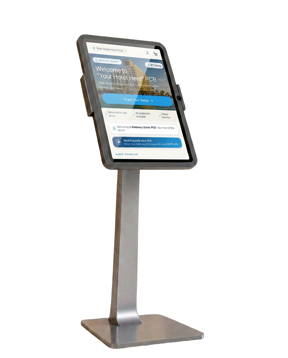 ShoreDrop ordering kiosk on a stand